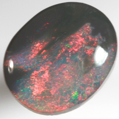 SOLID BLACK OPAL Bright red fire enhanced by jet black opal